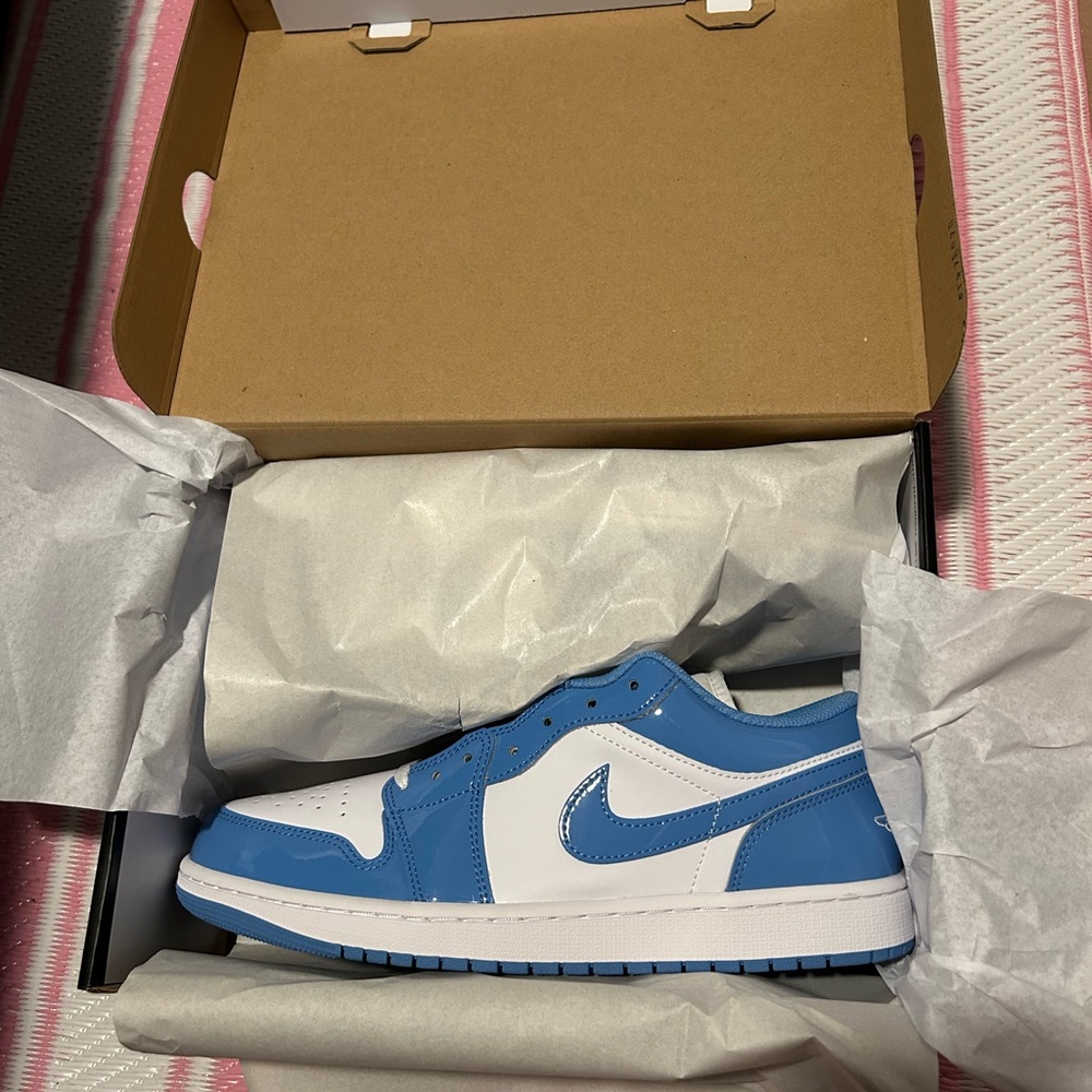 Nike Blue and White Air Jordan 1 Sneakers